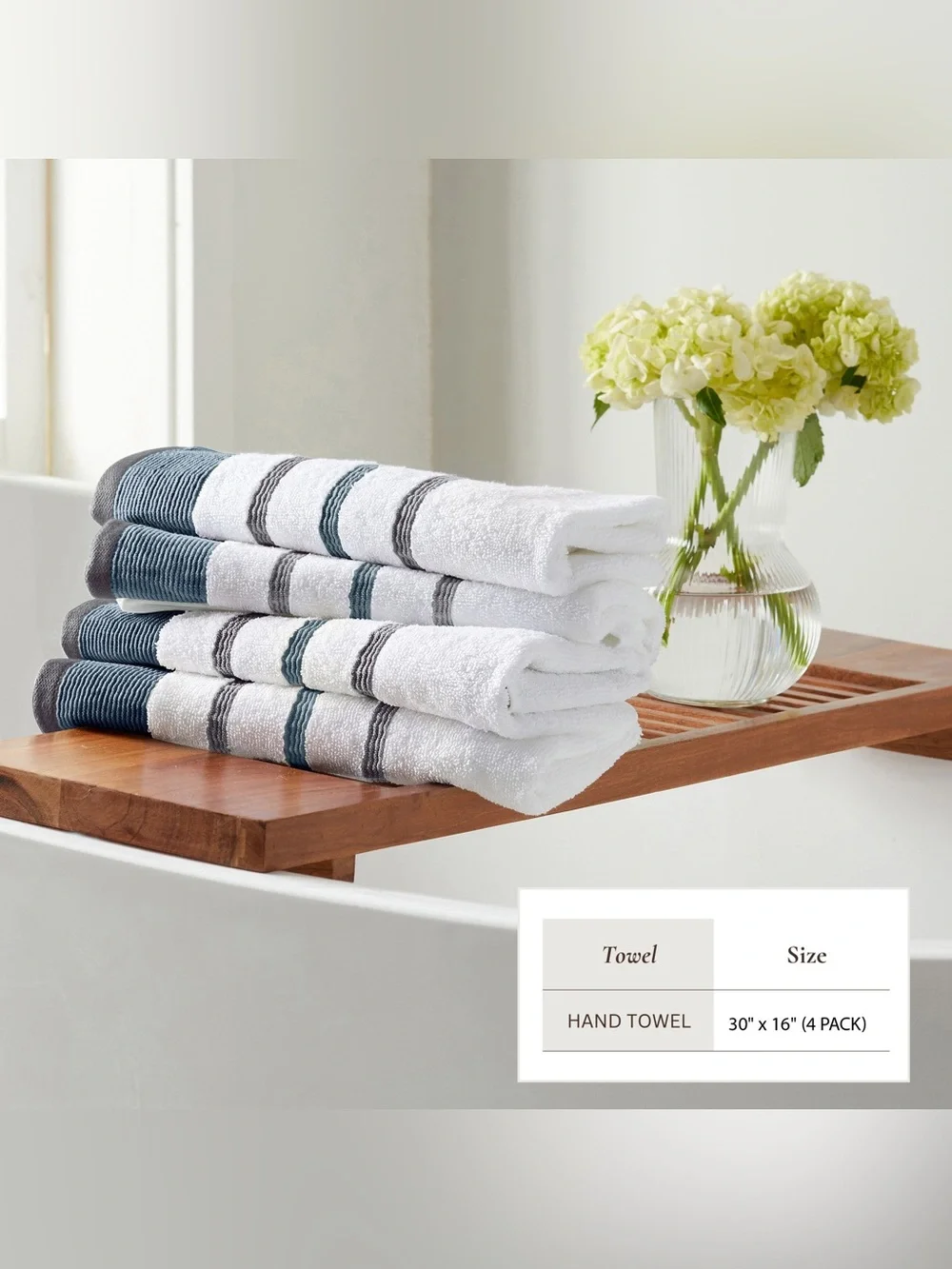 Great bay home Decorative Cotton Stripe Bath Towel Set Noelle Moroccan blue